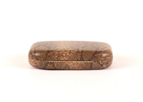 Big Simple Clasp Hand Clutch Purse , Brown Colored Chain Clutch Bag