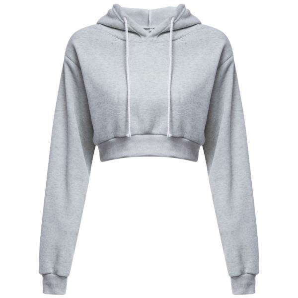 Long Sleeve  Cropped Cotton Drawstring Crop Top Hoodie Pullover