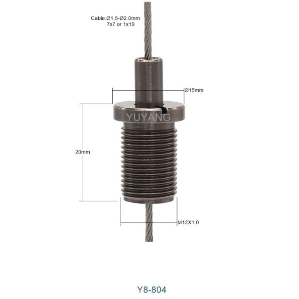 M12 Thread Black Coated Side Exit Cable Gripper 15mm Diameter Adjustable Cable Gripper