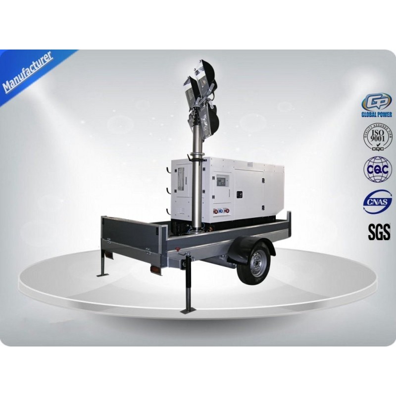 Single Phase Generator Mobile Light Tower Trailer With Manual Operated Mast