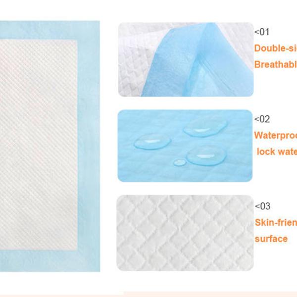 PE Backsheet 60*90cm Disposable Bed Underpads Japanese SAP Blue Color