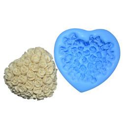 Molde de cozimento do silicone de Rosa 3d do coração do bolo do fundente dos utensílios do silicone do produto comestível