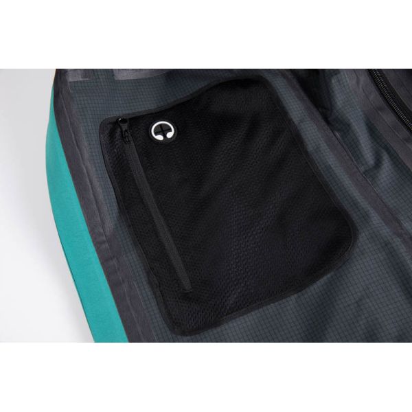 Men's Teal Waterproof Ski Shell Jacket with Powder Skirt and Wind Protection for Snowboarding