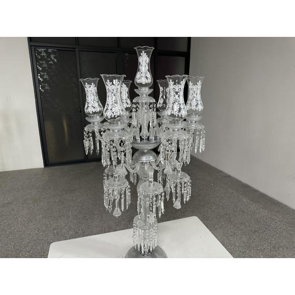 Nuevo diseño Candelabra Lujo Decoración de bodas Central de cristal Bling Candelabra de bodas