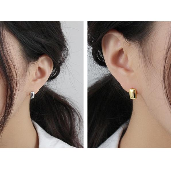 Lanciashow Smooth 925 Sterling Silver Gold Plated Square Stud Earrings Fine Jewelry