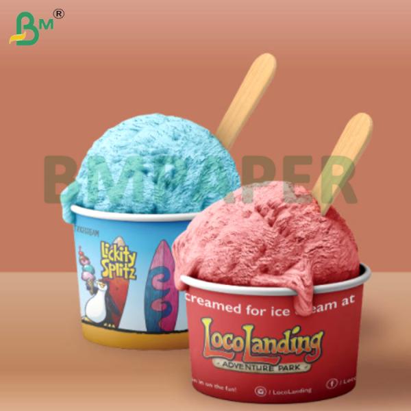 280g + 20g PE Single Side Coated Food Grade White Cup Stock Paper Ice Cream Cup Drinks Cup 280g + 20g PE revêtu d'un seul côté de qualité alimentaire Coupe blanche en papier de stock Coupe glace Coupe de boissons