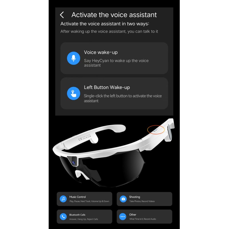 W640 AI Smart Glasses for Cycling Running & Driving-1080P Camera Voice & App Control IP66 Waterproof Magnetic Charging