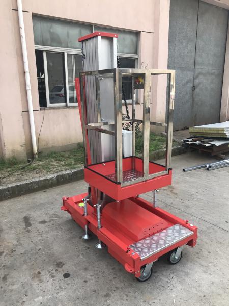6M Single Mast Aluminum Aerial Access Platform Hydraulic Vertical Lift Table 125Kg