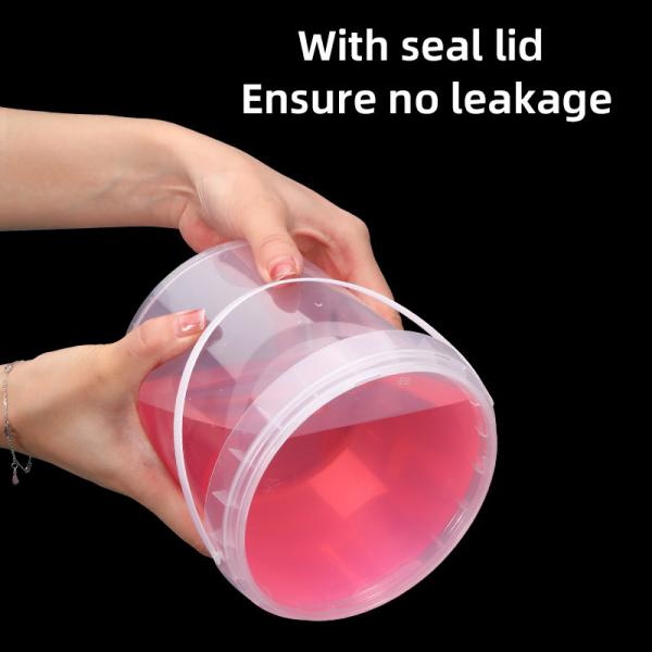 Food Grade PP Beverage Fruit Milk Tea Plastic Bucket Container with Lids and Handle