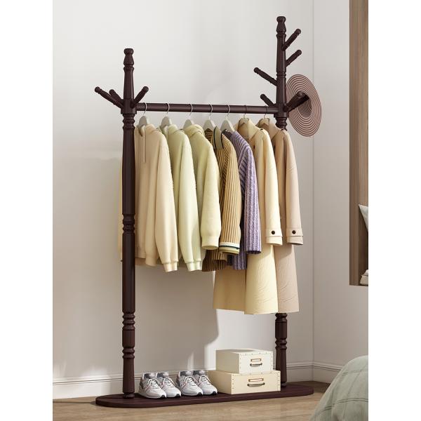 ODM Floor Cloth Coat Rack Stand Hanger Bedroom In Polished Wood 98cm Width