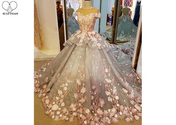 Perspective Top Pretty Purple Prom Dresses / Beautiful Big Ball Gown Pink Flower