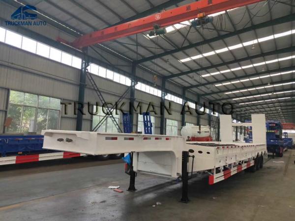 60 Ton Low Bed Semi Trailer With 12.00r20 Tire For Long Haul Freight Transport
