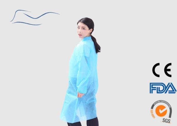 35G Disposable Non Woven Lab Coat Knitted Cuffs Type L / XL / XXL Size