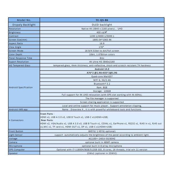 86 pulgadas iBoard Interactivo de pantalla plana Conferencia Sala de clases