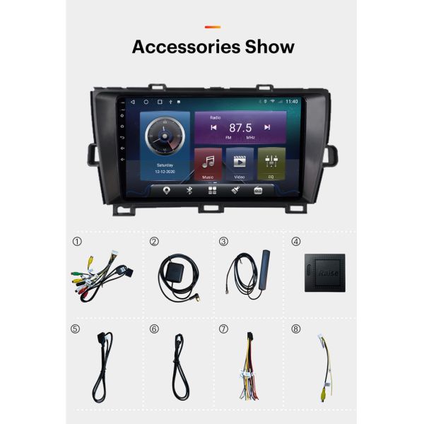9 Inch QLED Touch Screen Car Multimedia Player With Android Carplay For Toyota Prius 2010-2015