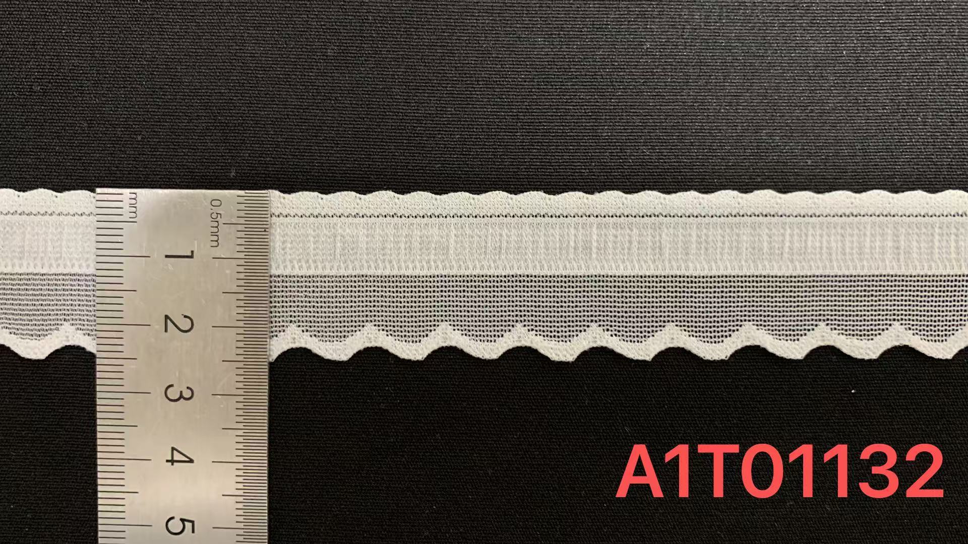 2.5cm Width Double Scallop Heart Nylon Spandex Lace Trim with Breathable Mesh