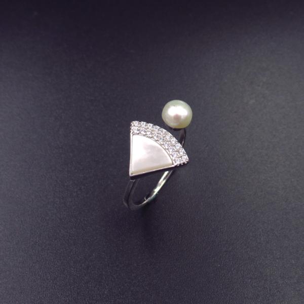Butterfly Shape Silver Pearl Ring / Real Silver 925 Pearl Eternity Ring Jewelry