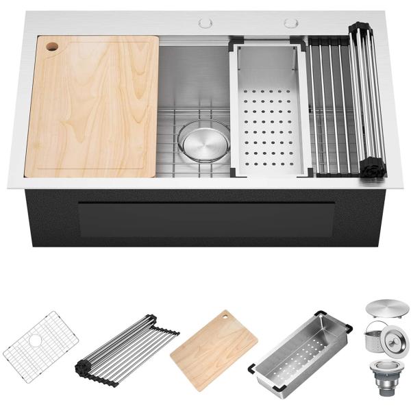 Падение 30 x 22 дюймов в раковине рабочего места держателя верхней части нержавеющей стали кухонной раковины