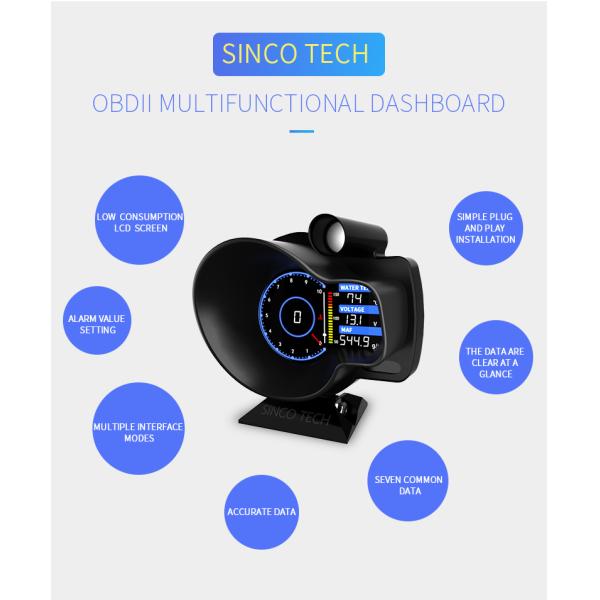 Тахометр экрана двойника Hud OBDII автомобиля датчика Do916 OBD2 многофункциональный