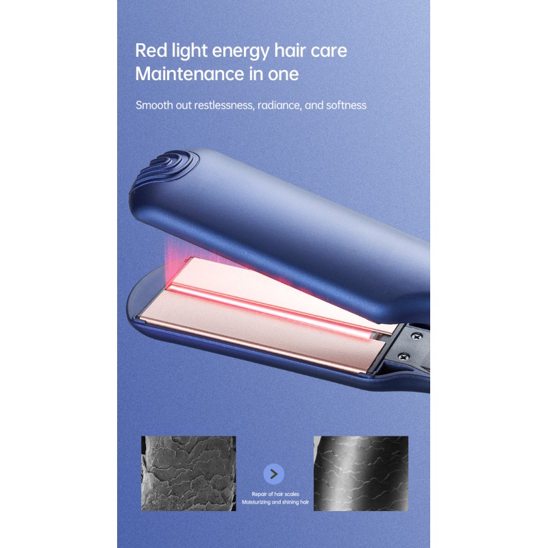 Professional Electric 2-in-1 Wide Flat Iron Hair Straightener LCD Display Custom Logo Infrared Technology Household Hotel Use