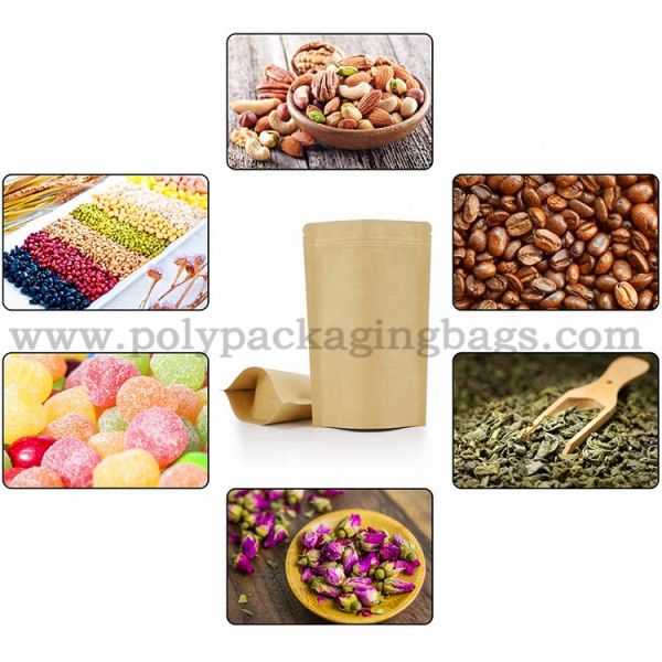 Biodegradable Coffee Stand Up Kraft Paper Pouch With Bottom Gusset