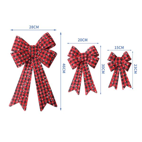 Large PVC Plastic Bow Christmas Wreath Bow for Xmas Decoration in Buffalo Plaid Check