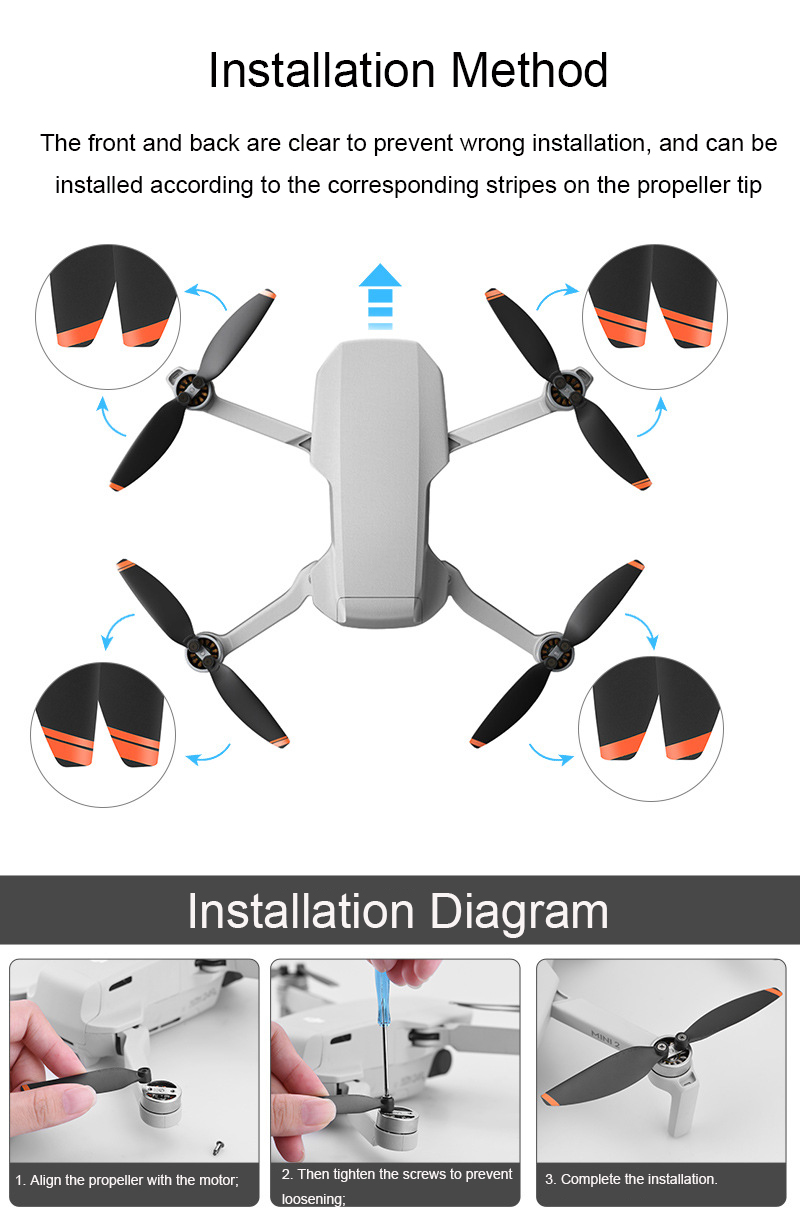 Original For Dji Mavic Mini 2 Propellers Orange 2/4k Se Blades 4726f Wing Accessories