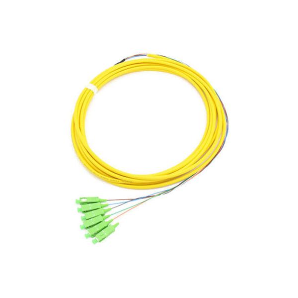 SC APC Pre-terminated Breakout 0.9mm Optical Fiber Pigtail 6 Fibers OS2 G652D 5m PVC Yellow Patch Cable