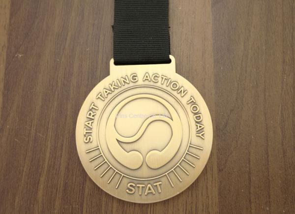 Zinc Alloy Brass Sports Ribbon Medals For Souvenirs / Honor / Prize