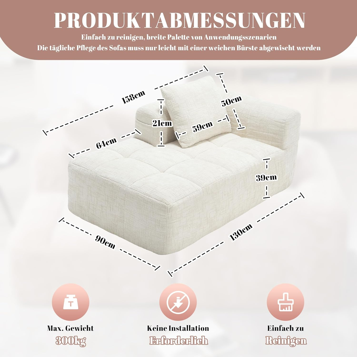 Modern Single Seater Upholstered Modular Sectional Sofa Cushion Chaise Longue Sofa Could Couch Compressed Sofa for Living Room
