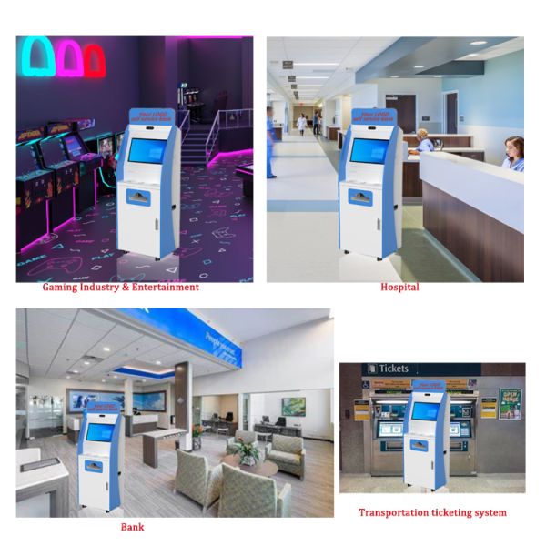Self Checkout Kiosk with Capacitive Touch 10 Point Screen Cash Acceptor and Card Dispenser TFT LCD Display