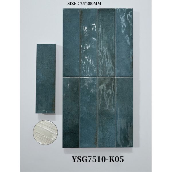 Scratch-resistant Beige 75x300mm Glossy Indoor Ceramic Wall Tiles For Balcony