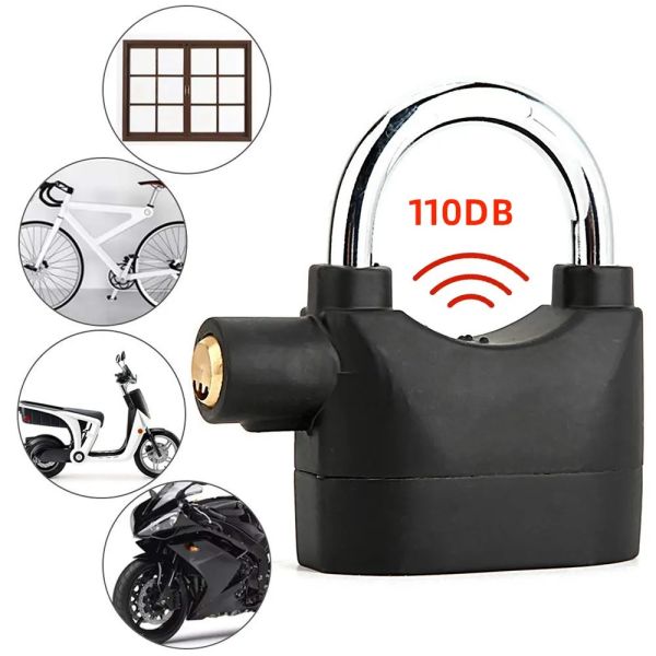 Wholesale Plastic siren alarm padlock 110db anti-theft heavy duty key padlock motorcycle alarm padlock