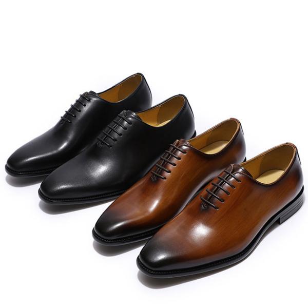 Genuine Leather Men's Dress Shoes Italy Stylish Black / Brown Business Shoes