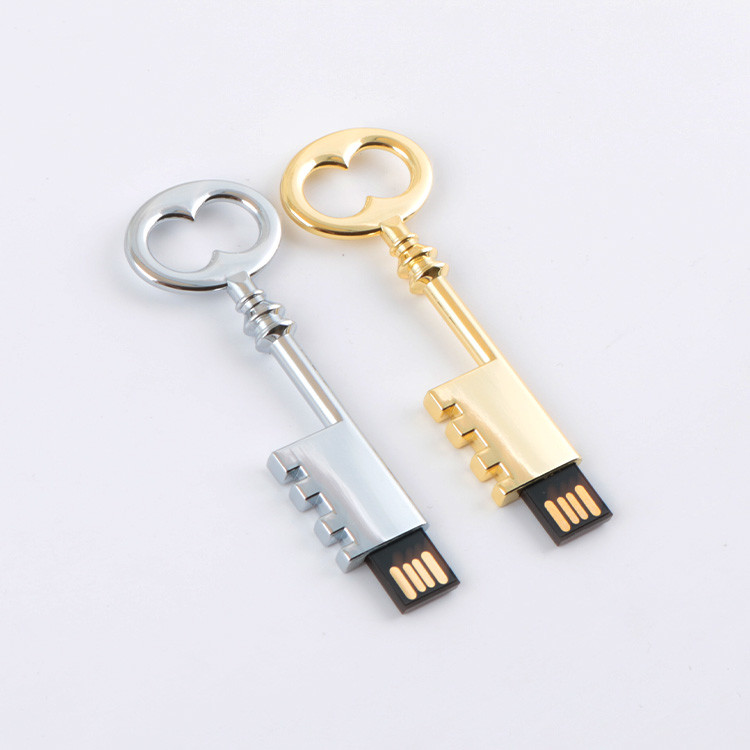 Привод ключа металла 128GB внезапный соответствует USB серебра и золота США стандартный сияющий ретро