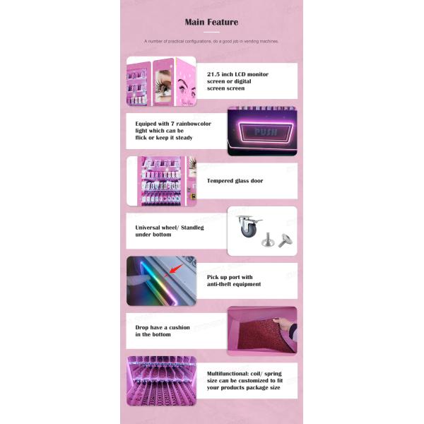 Zhongda LED Lash Lipgloss Vending Machine Cosmetic Vending Machine with Customized Design