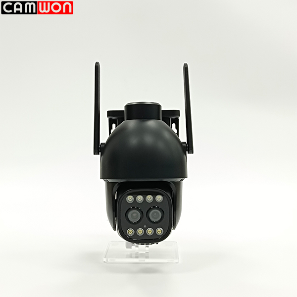 AOV Dual Lens Dual View Solar Camera Security PTZ Alarm 24/7 Recording Cctv Camera