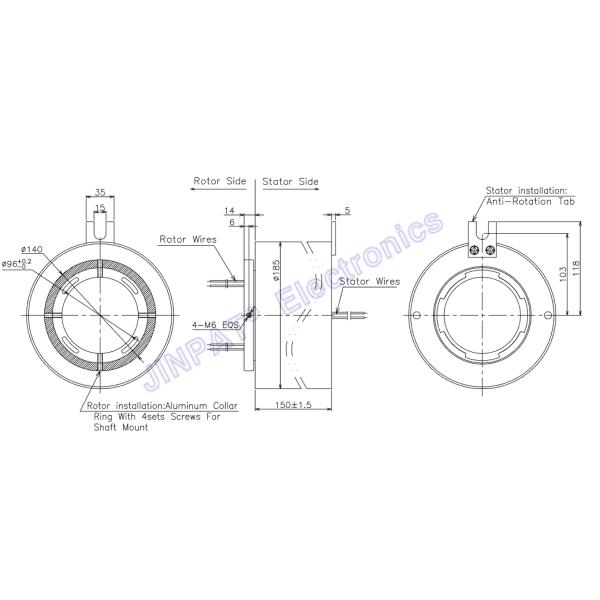 120mm Pneumatic Through Bore Slip Ring 300rpm