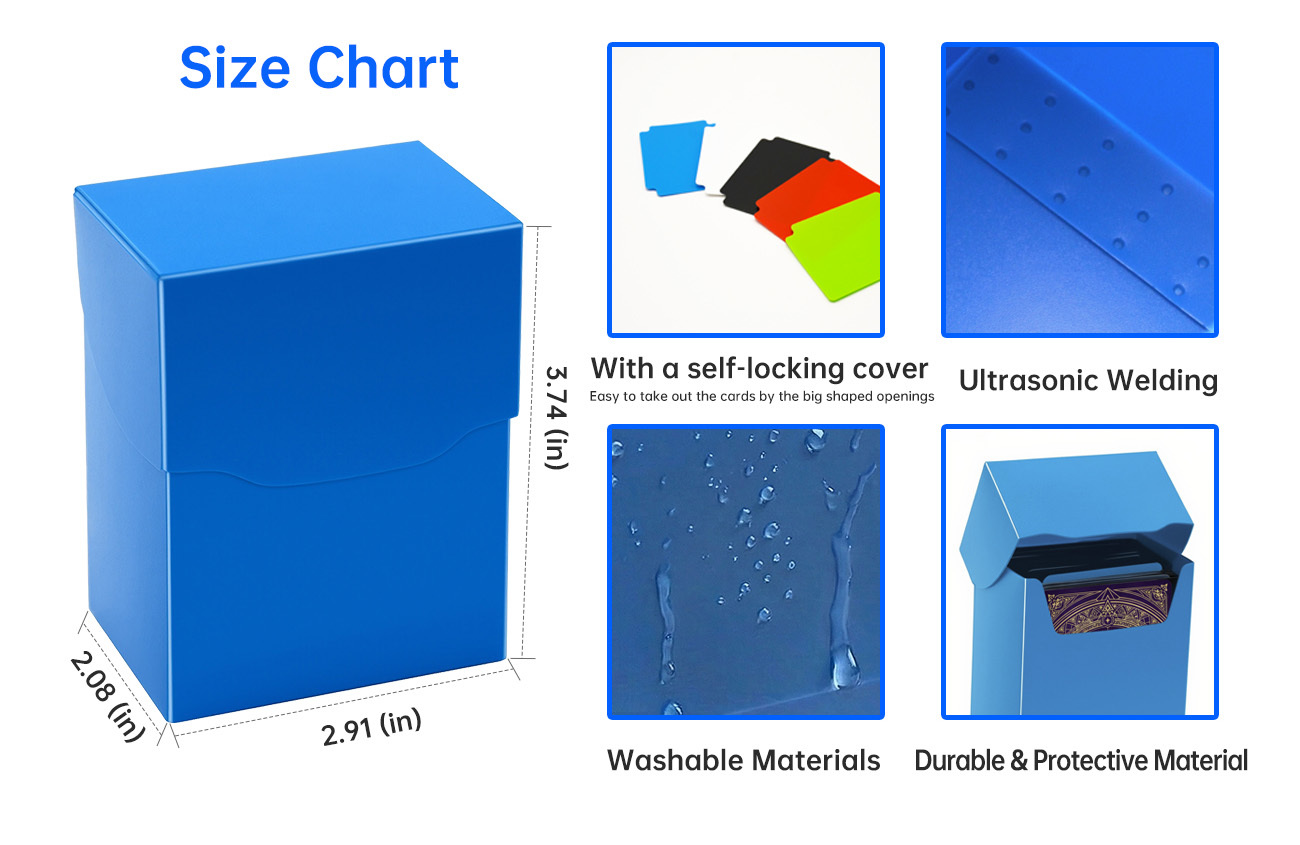 Personalized Secure Plastic Deck Box Secure Blue Trading Card Hard Case