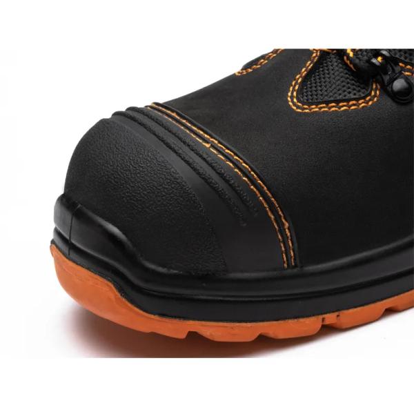 Slip Resistant Genuine Leather Hiking Shoes Black Heavy Duty Steel Toe Boots Unisex