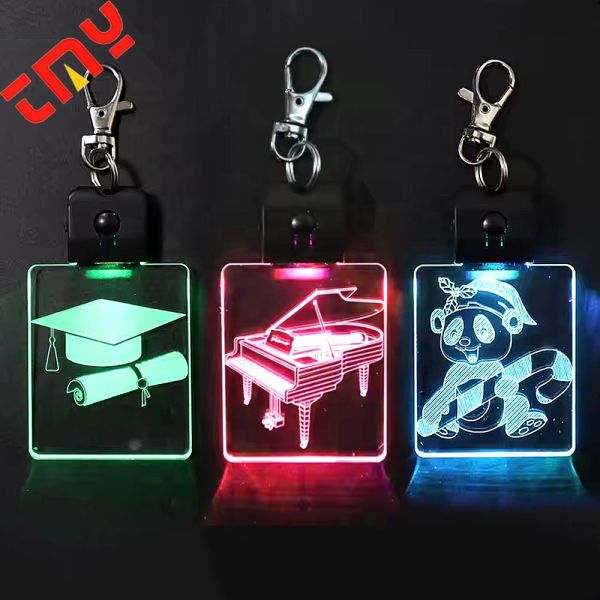 Custom Acrylic LED Light Up Name Tag Badge With Lanyard Bar Concert Festival Work ID Business Card