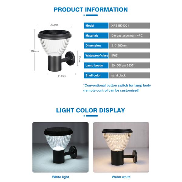 Modern Outdoor IP65 Garden Solar Wall Light Warm White LED Induction Wall Lamp