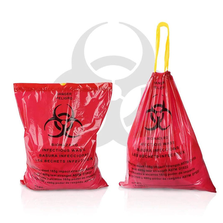 Заразное 10-200mic мешки для мусора 33 галлонов, полиэтиленовый пакет Biohazard LDPE