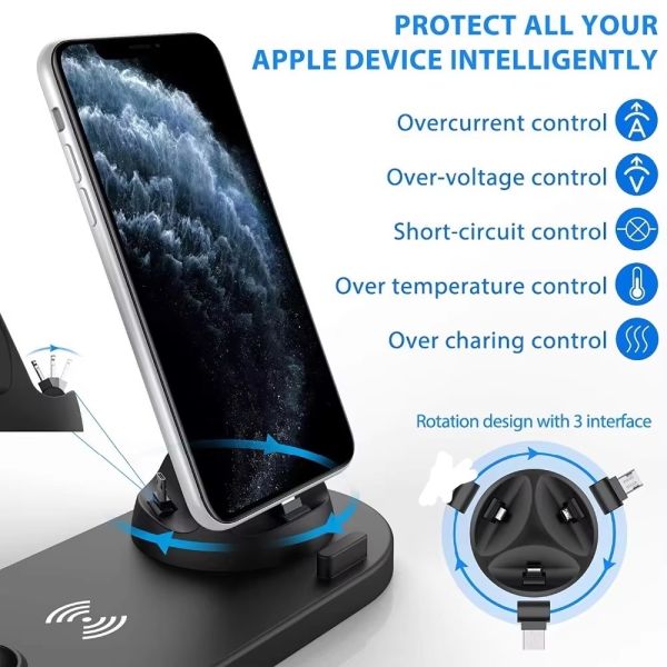 7 In 1 Phone Watch Earbud Charger Station 10W 5V/2A Wireless Multi Device Fast Charging Dock