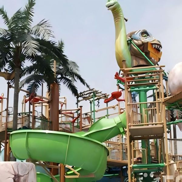 Dinosaur Theme Aqua Village Water Park Non Toxic Customized