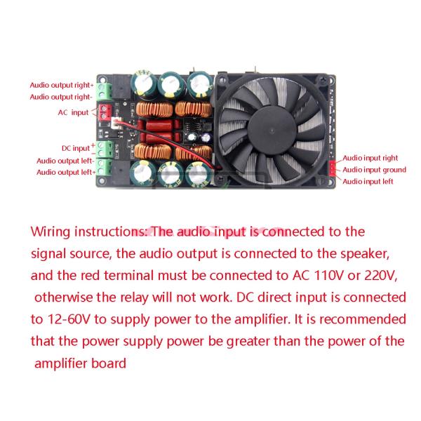 Molde privado NO 2 * 500W Clase D Digital Stereo HiFi Amplificador de potencia de la placa 12V 24V 36V 48V para el coche Karaoke Subwoofer de cine en casa altavoz