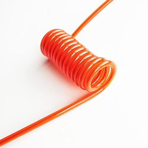 Securing Steel Wire Coil Spring Lanyard Clear Orange Plastic PU Coated