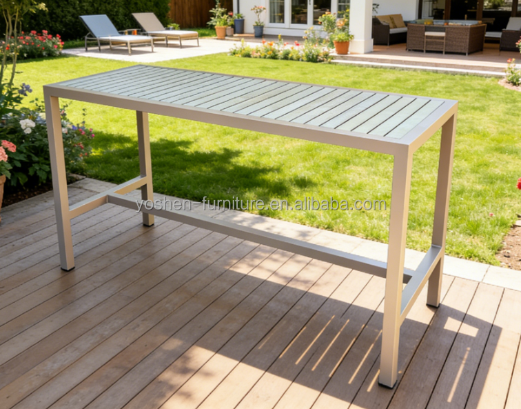 Yoshen 81-Inch Wooden Slat Bar Table for Outdoor Kitchen Backyard & Pub Counter Height