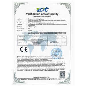 Jiangsu A-wei Lighting Co., Ltd. Сертификации
