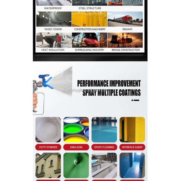 Industrial Wall Airless Putty Spray Machine 10HP 5.5KW Max Flow 16L/Min 98kg